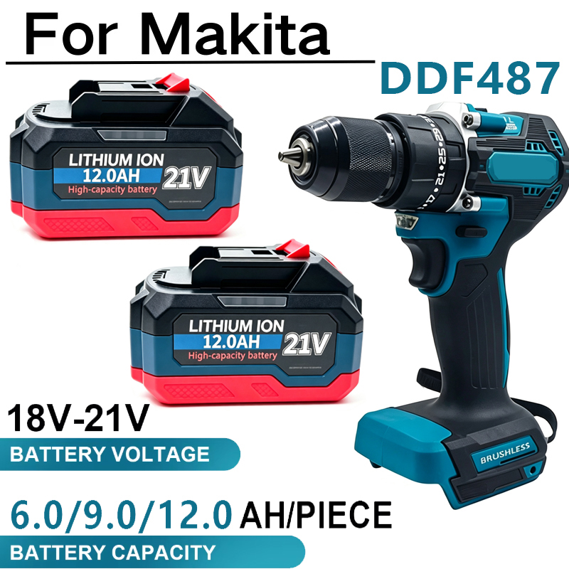 Makita Drill Ddf484 - 18-21V Batterij 12.0Ah Oplaadbare Batterij Voor