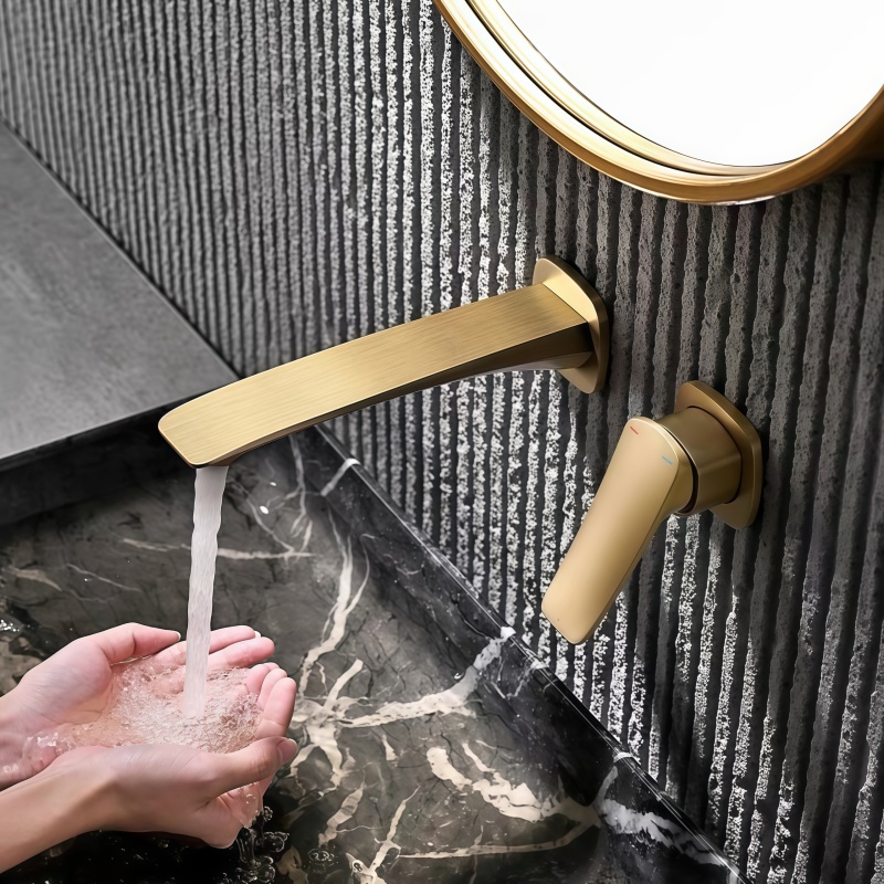 Basin Mixer Cartridge - Gouden inbouw badkamerkraan met ingebouwde cartridge,