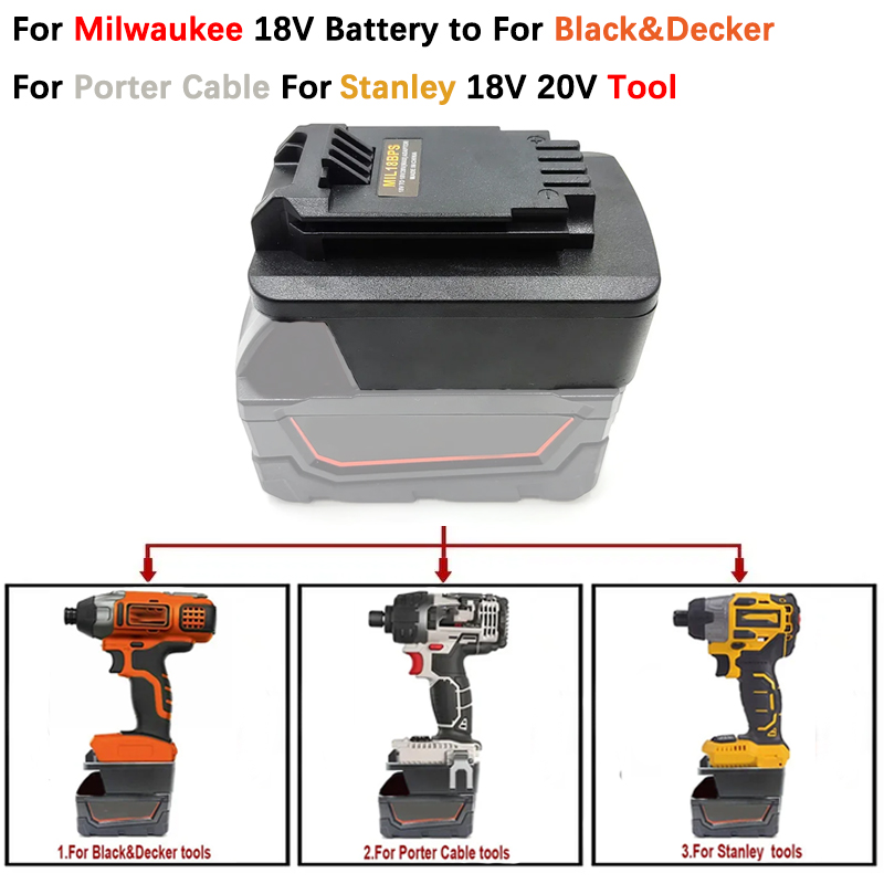 Black+Decker Tool 20V Max - Mil 18Bps Batterij Adapter Voor Milwaukee