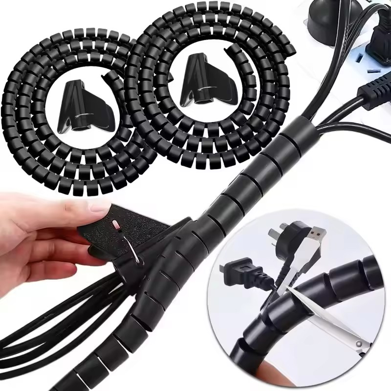Plastic Pipe Clip - 2M Flexibele spiraalkabelorganizer Clips Opslagpijp Snoerbeschermer